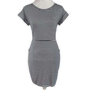 Merokeety Women's Size Small Striped Casual Dress Short Sleeve Tie Waist Pockets